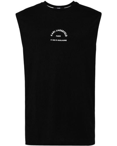 Karl Lagerfeld Logo-print Organic Cotton Tank Top - Black