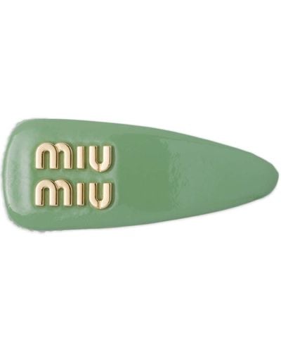 Miu Miu ロゴ ヘアクリップ - グリーン