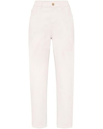 Brunello Cucinelli Straight-Leg-Jeans mit Monili-Kette - Weiß