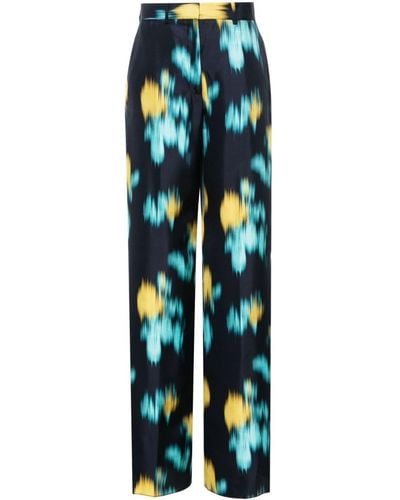 Lanvin Abstract-print Wide-leg Trousers - Blue