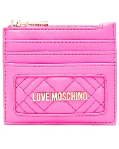 Love Moschino Portafoglio trapuntato con placca logo - Rosa