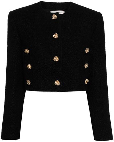 Alexander McQueen Veste en tweed à coupe crop - Noir