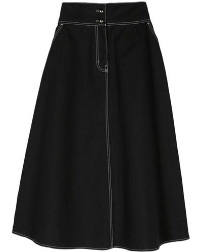 Max Mara Cotton-linen Flared Midi Skirt - Black