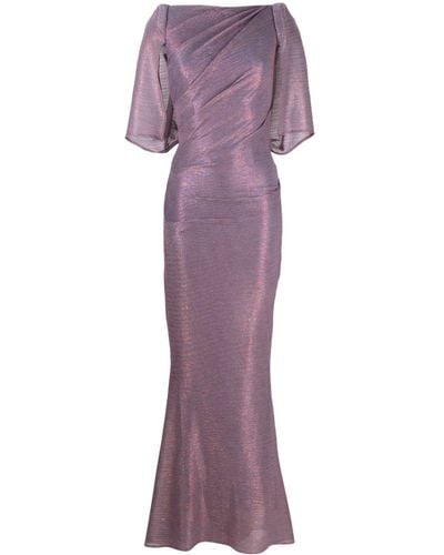 Talbot Runhof Plissé-effect Lurex Gown - Purple