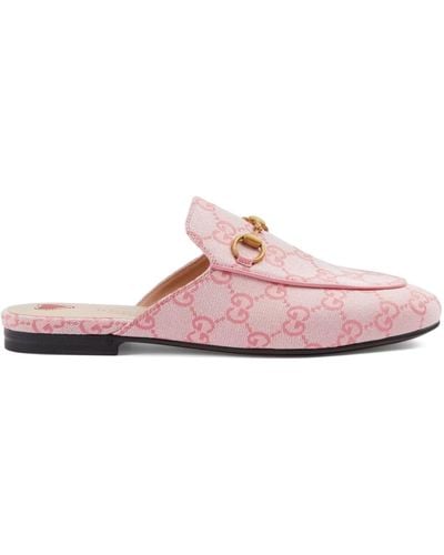 Gucci Princetown Canvas Slippers - Roze