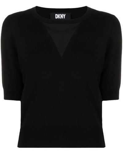 DKNY Jersey corto con cuello en V - Negro