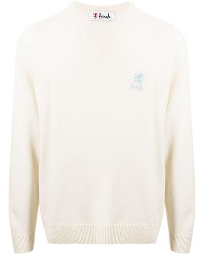 Pringle of Scotland Archive Embroidered-logo Sweater - White
