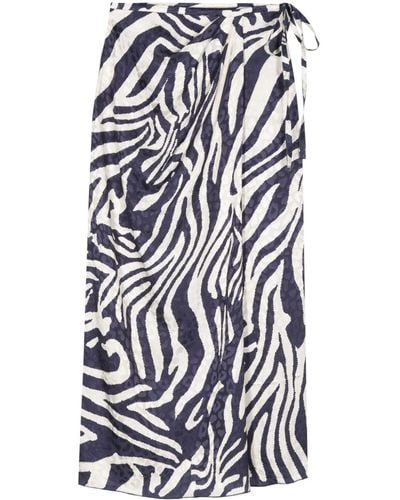Essentiel Antwerp Zebra-print Satin Skirt - White