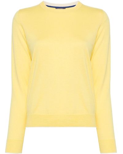 N.Peal Cashmere Pullover mit Kontrasträndern - Gelb