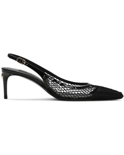 Dolce & Gabbana Fishnet-detail Pointed-toe Pumps - Black