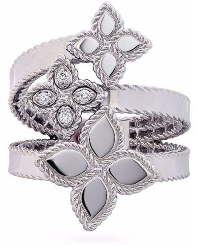 Roberto Coin 18kt White Gold Princess Flower Diamond Ring - Metallic