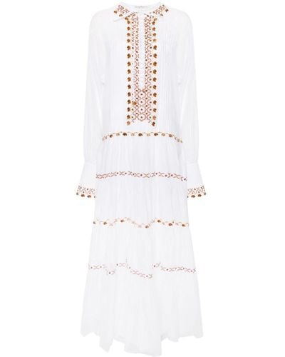 Ermanno Scervino Round-neck Maxi Tiered Dress - White