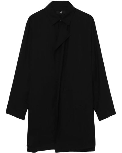 Y's Yohji Yamamoto Drape-detail Long Shirt - Black