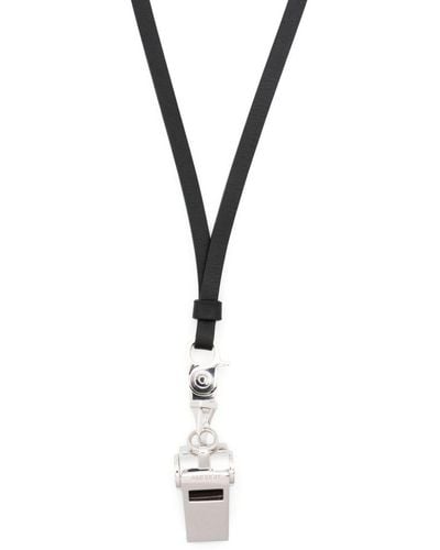 Ambush Whistle Leather Necklace - Metallic