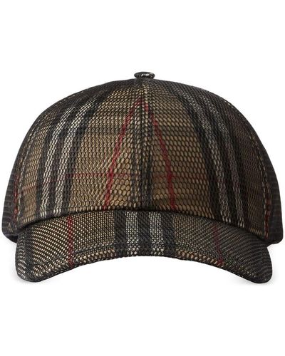 Burberry Karierte Baseballkappe mit Mesh-Overlay - Braun