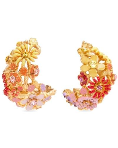 Oscar de la Renta Crystal-embellished Hoop Earrings - Orange