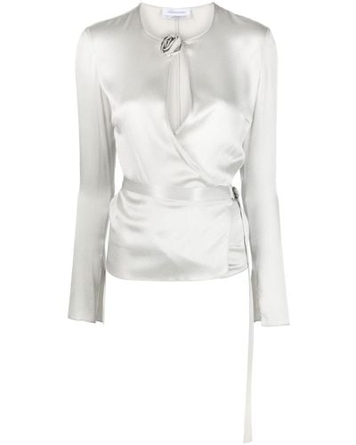 Blumarine Bluse mit Satin-Finish - Weiß