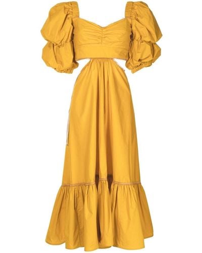 Silvia Tcherassi Puff-sleeve Midi Dress - Yellow