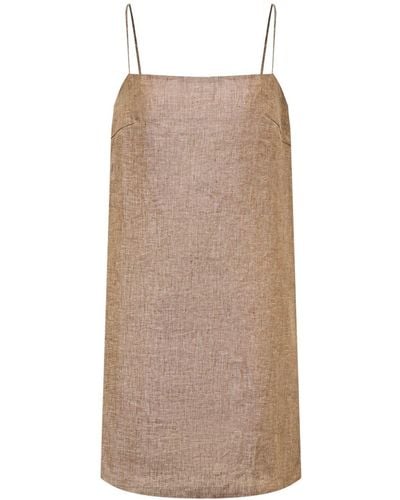 12 STOREEZ Sleeveless Linen Minidress - Brown