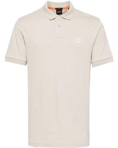 BOSS Logo-appliqué Piqué-weave Polo Shirt - White