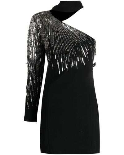 Amen Sequin-embellished One-shoulder Minidress - Black