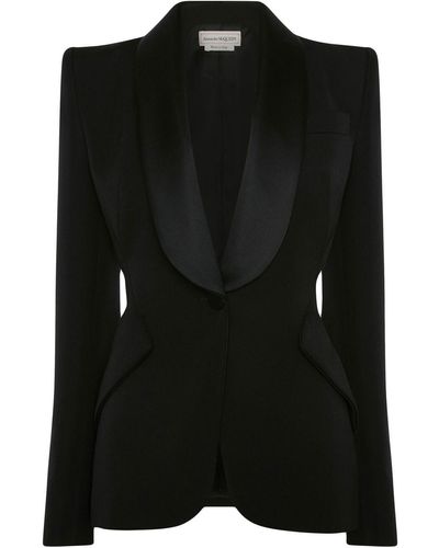 Alexander McQueen Blazer Met Satijnen Afwerking - Zwart