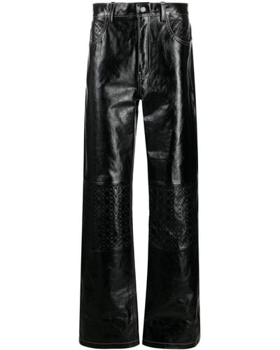 Marine Serre Moonogram Leather Trousers - Black