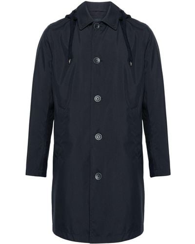 Herno Single-breasted Hooded Coat - Blue
