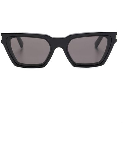 Saint Laurent Logo-engraved Cat-eye Sunglasses - Gray