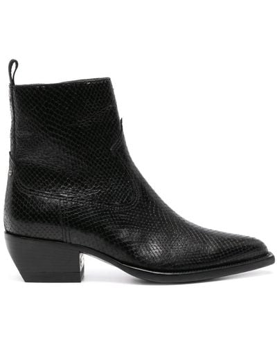 Golden Goose Snakeskin-effect Leather Ankle Boots - Black