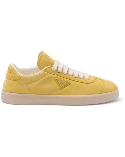 Prada Triangle-logo Suede Sneakers - Yellow
