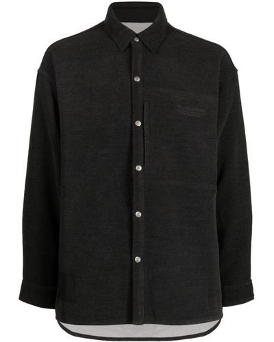 Izzue Logo-embroidered Long-sleeve Shirt - Black