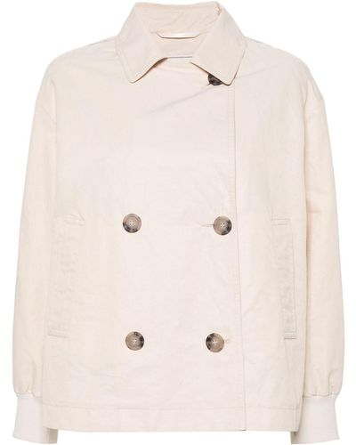 Peserico Double-breasted Trench Jacket - Natural