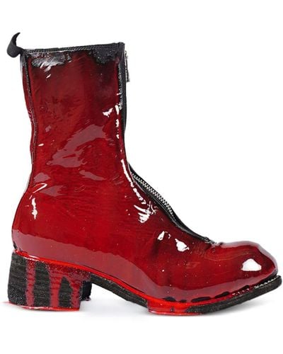 Guidi Laminated Zip-fastening Leather Boots - Red