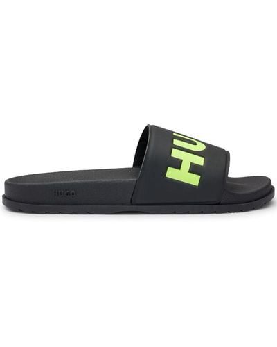 HUGO Logo-debossed Flat Slippers - Green