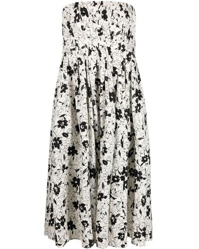 Polo Ralph Lauren Floral-print Strapless Linen Dress - White