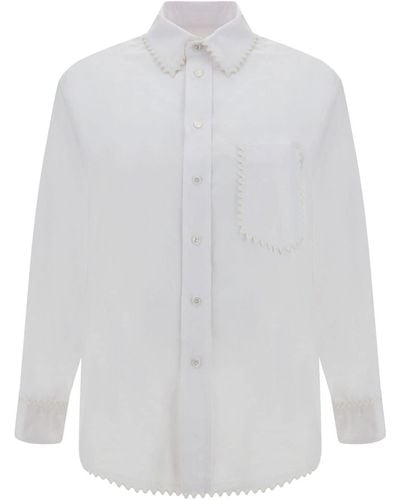 Bottega Veneta Hemd mit gezackte Kanten - Weiß