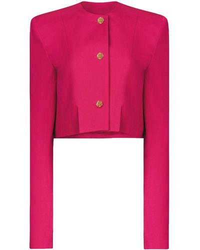 Nina Ricci Long-sleeve Cropped Wool Jacket - Red