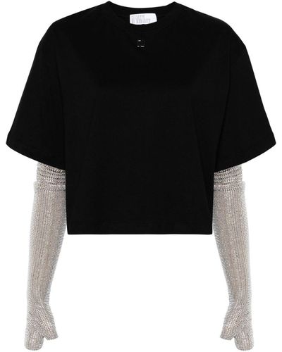 GIUSEPPE DI MORABITO Cotton T-shirt With Fingerless Gloves - Black
