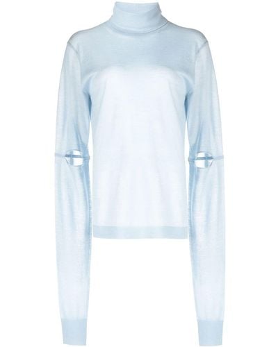 Helmut Lang Cut-out Detail Cashmere Sweater - Blue