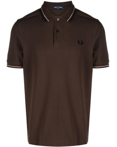 Fred Perry Twin Tipped Pikee-Poloshirt mit Logo - Braun