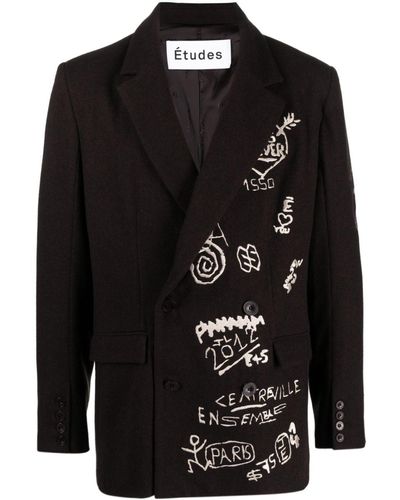 Etudes Studio Verneuil Embroidered-motif Blazer - Black
