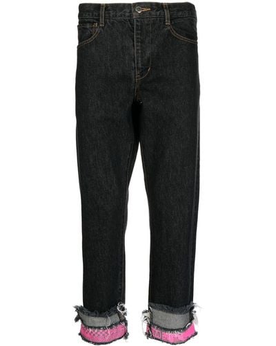 Facetasm Cropped Patchwork Jeans - Black