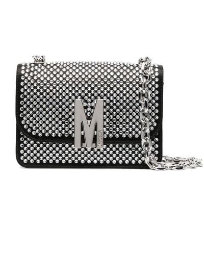 Moschino Crystal-embellished Crossbody Bag - Grey