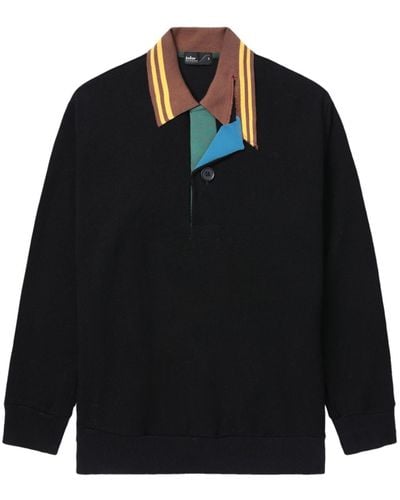 Kolor Poloshirt Met Contrasterende Kraag - Zwart