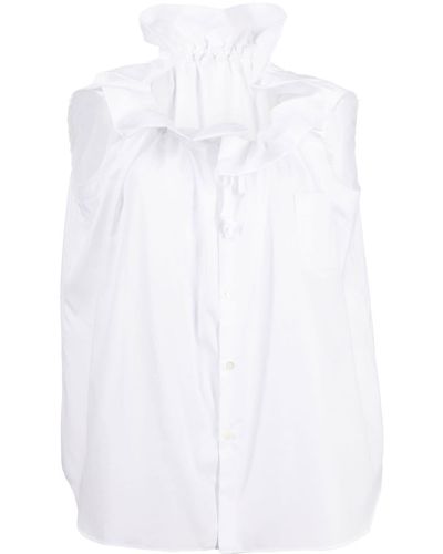 Comme des Garçons Ruffled Neck Sleeveless Shirt - White