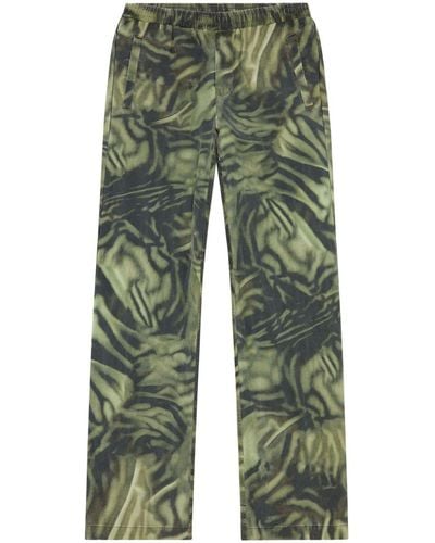 DIESEL P-gold-zebra Straight-leg Trousers - Green
