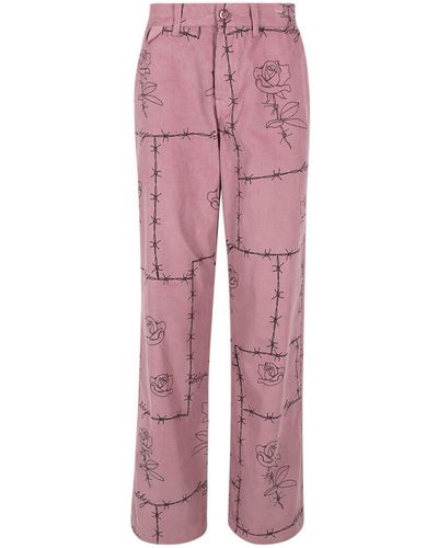 Honor The Gift Barbwire-print Corduroy Trousers - Red