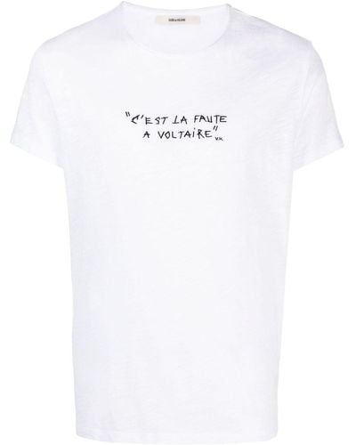 Zadig & Voltaire T-shirt Met Geborduurde Tekst - Wit