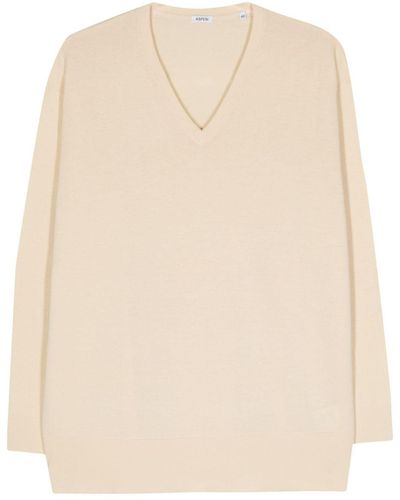 Aspesi V-neck Cotton Jumper - Natural